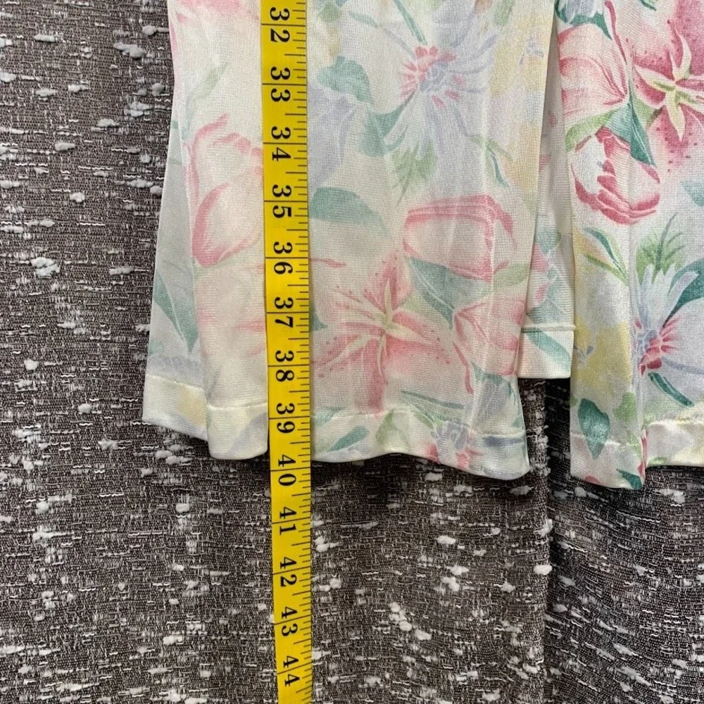 Vintage Vanity Fair Floral Satin Nightgown‎ Dress Button Up Women's Medium